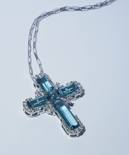 WRLD CROSS SILVER - Blue