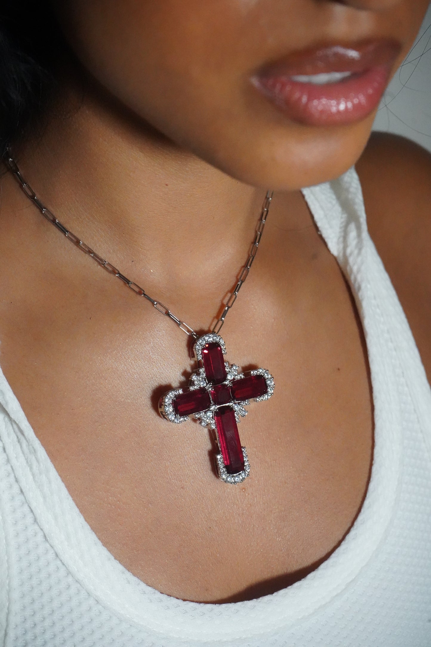 WRLD CROSS SILVER - Red