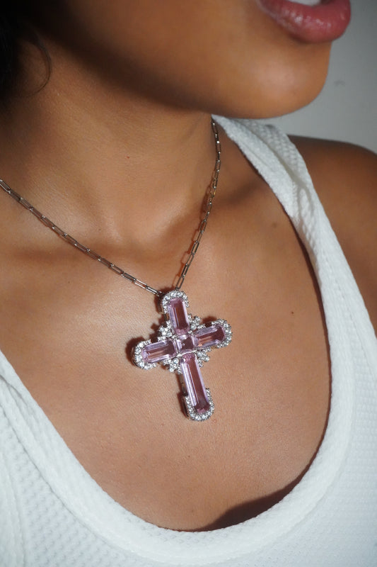 WRLD CROSS SILVER - Pink