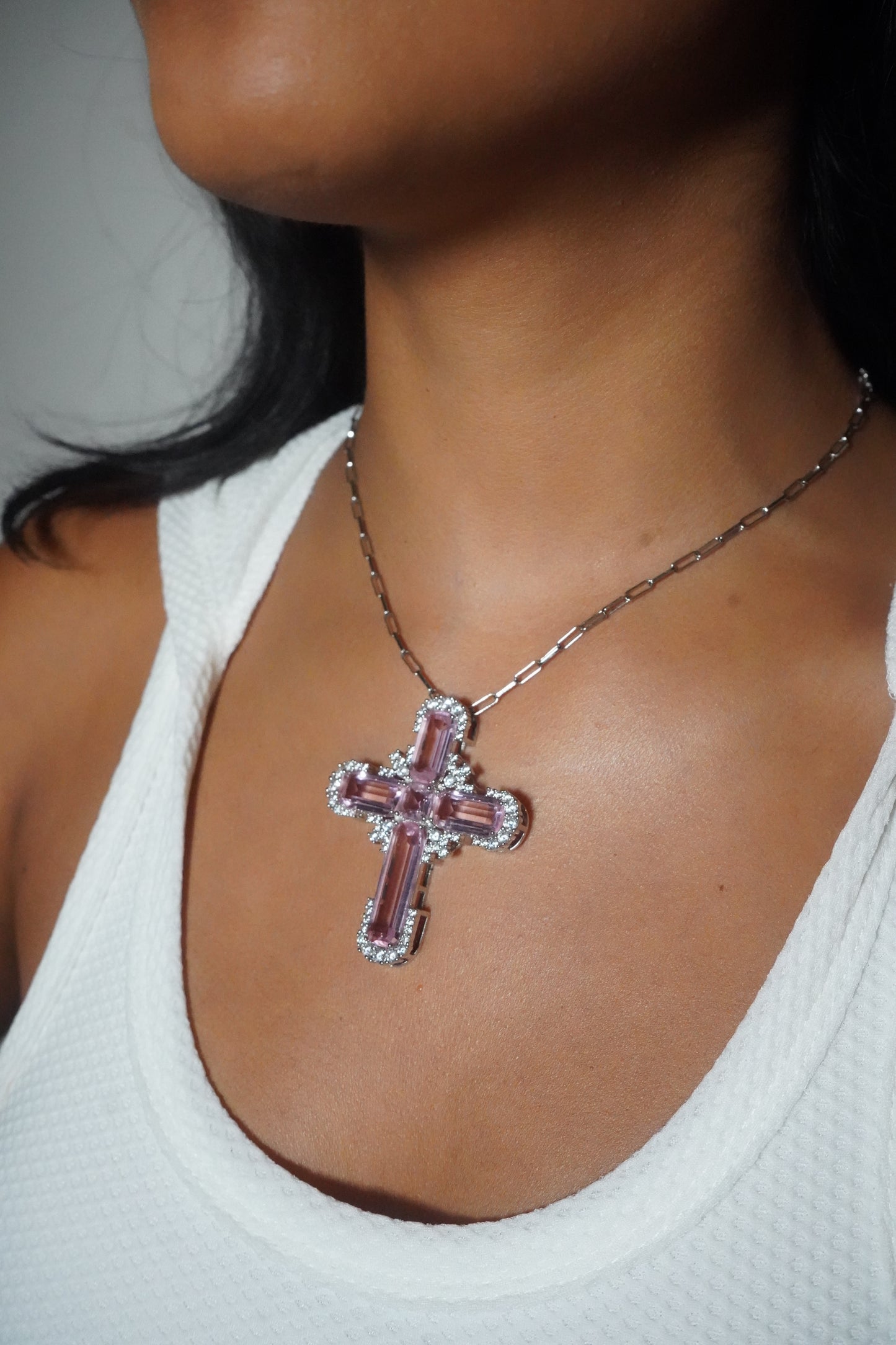 WRLD CROSS SILVER - Pink